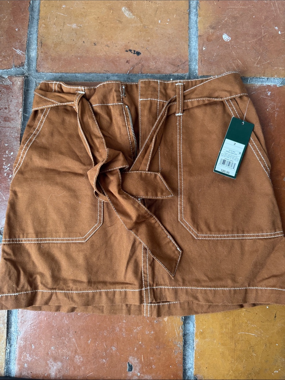 Target Rust Brown Tie-Waist Mini Skirt